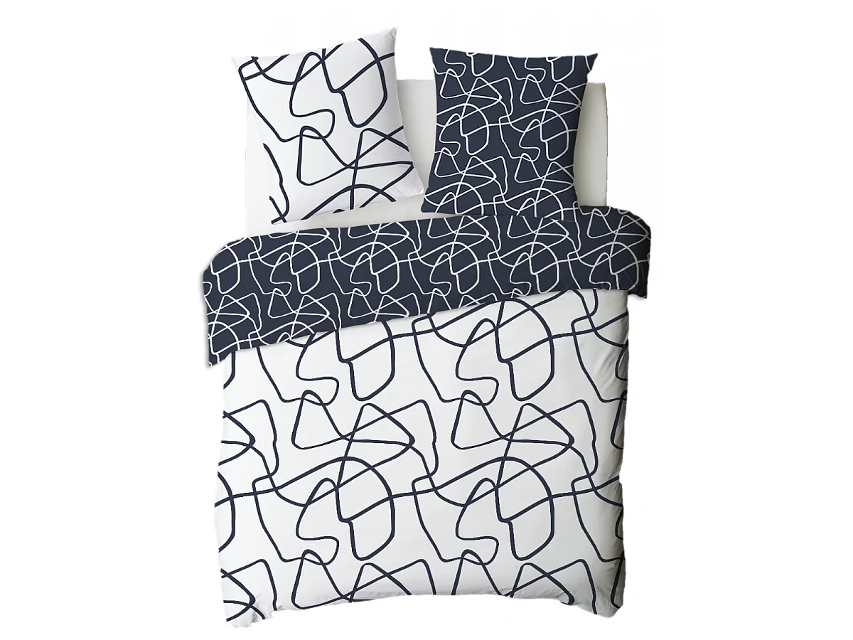 Parure de lit 2 personnes géométrique abstrait réversible 260x240cm