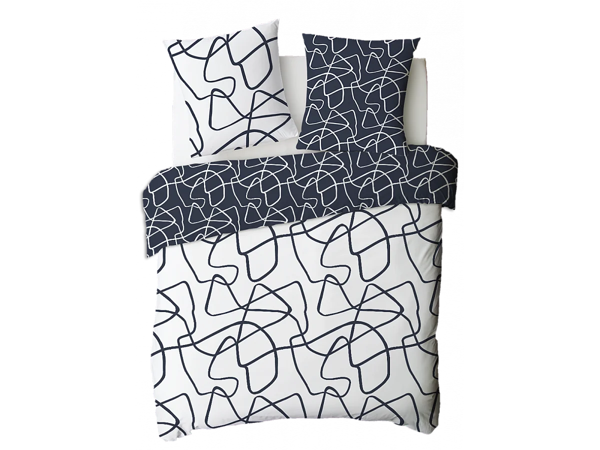 Parure de lit 2 personnes géométrique abstrait réversible 260x240cm