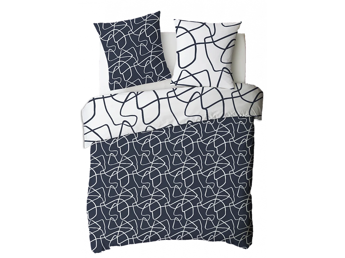 Parure de lit 2 personnes géométrique abstrait réversible 260x240cm