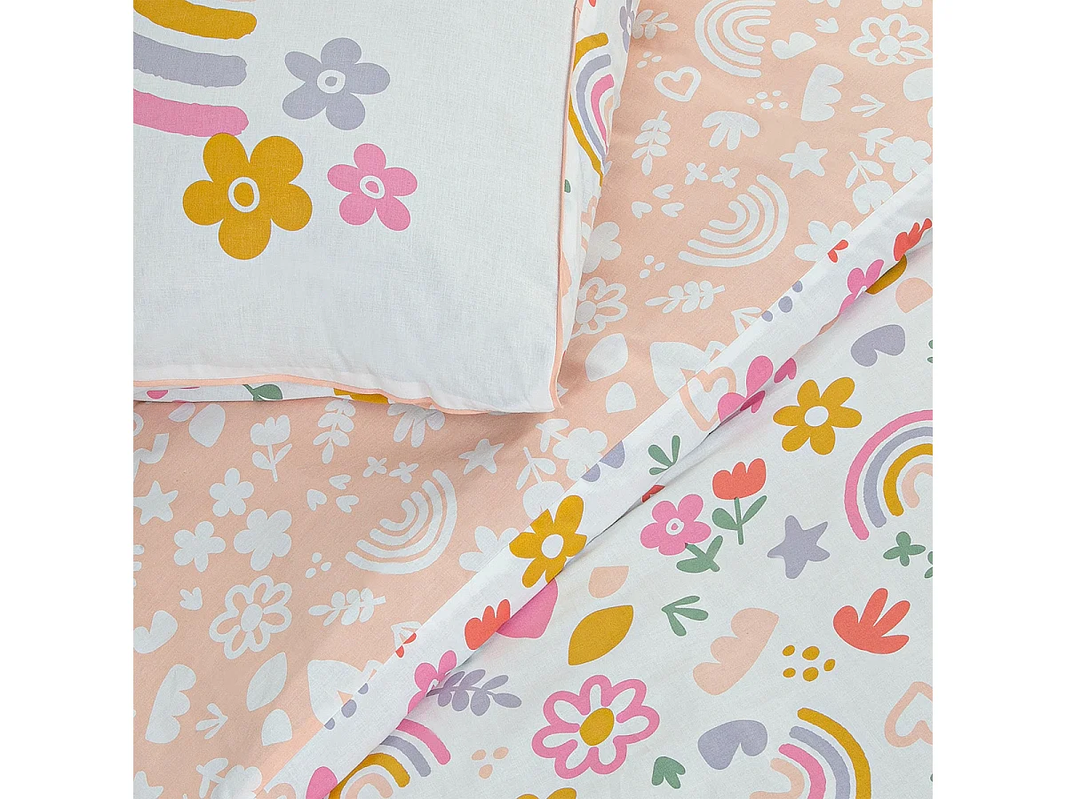 Parure de lit enfant arc-en-ciel réversible 140x200cm