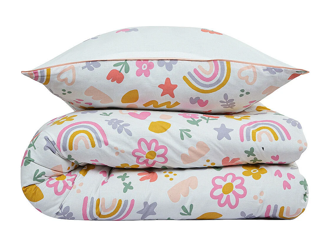 Parure de lit enfant arc-en-ciel réversible 140x200cm