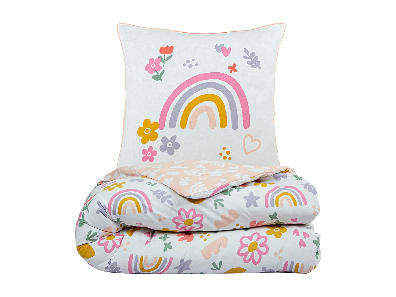 Parure de lit enfant arc-en-ciel réversible 140x200cm