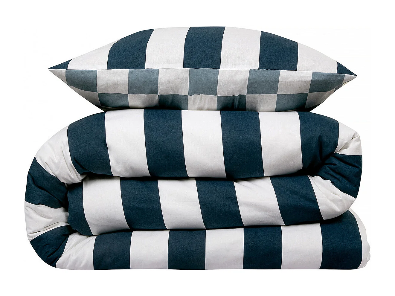 Parure de lit 2 personnes damier rayé réversible 200x200cm