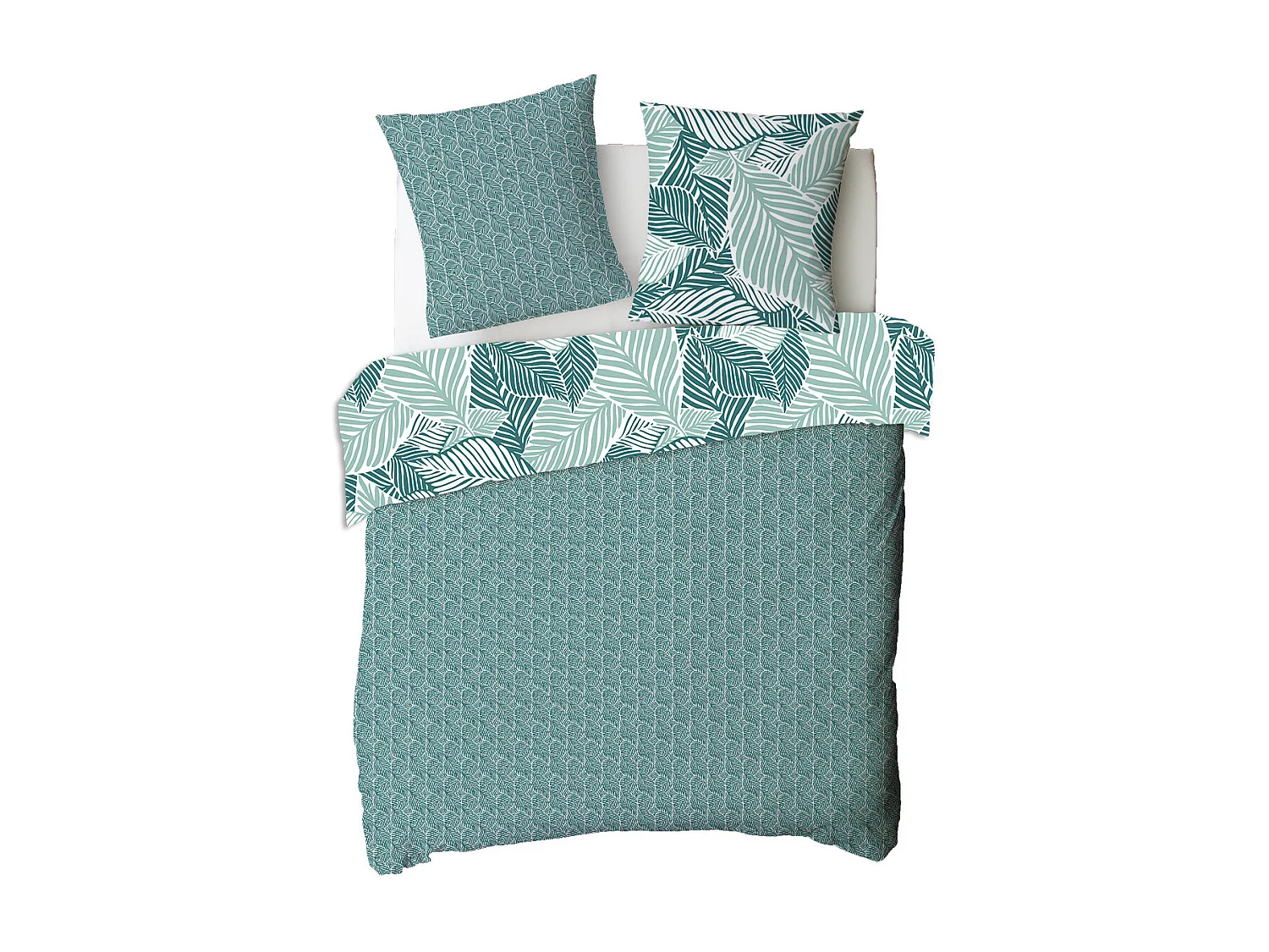 Parure de lit 2 personnes imprimé feuillage réversible 260x240cm