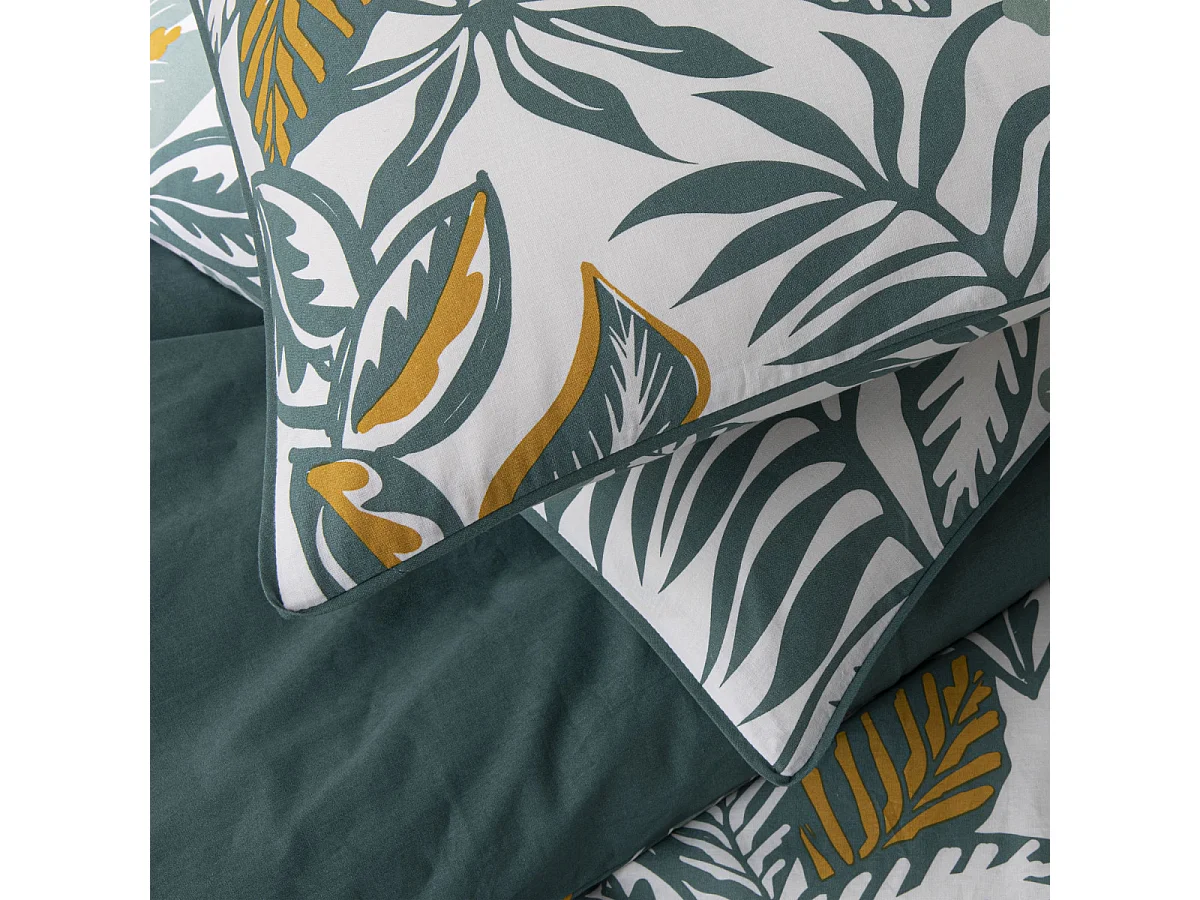Parure de lit 2 personnes imprimé végétal réversible 260x240cm