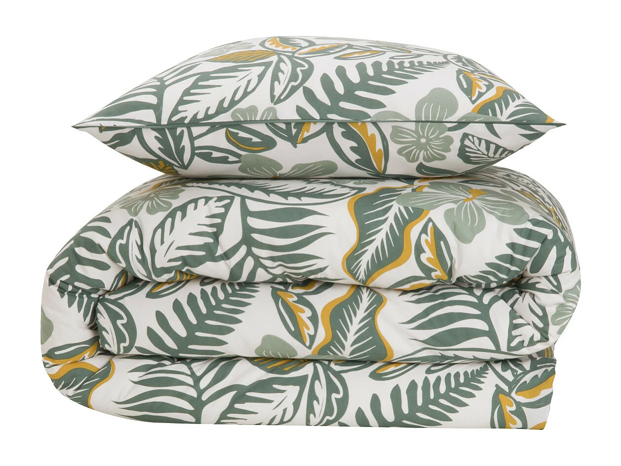 Parure de lit 2 personnes imprimé végétal réversible 260x240cm