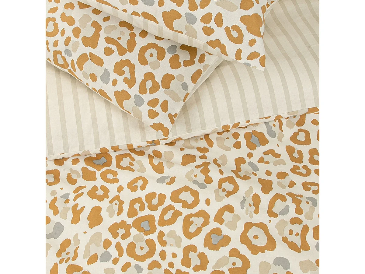 Parure de lit 2 personnes imprimé léopard réversible 260x240cm