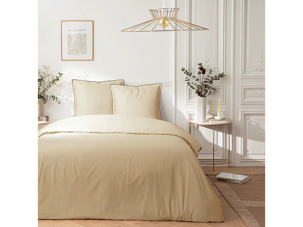 Parure de lit 2 personnes en satin de coton unie 260x240cm