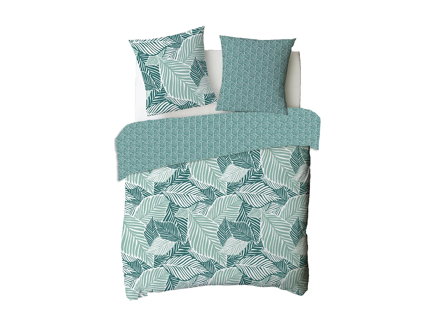 Parure de lit 2 personnes imprimé feuillage réversible 240x220cm