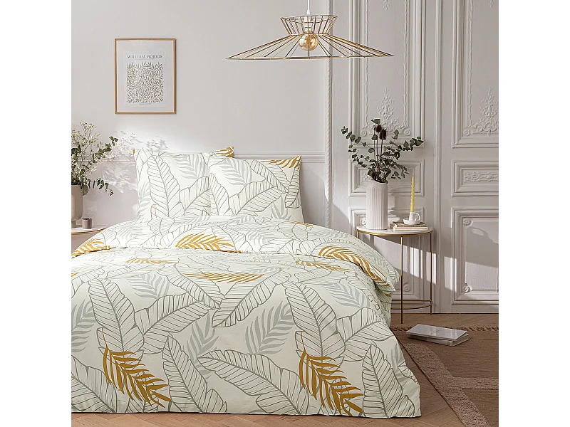 Parure de lit 2 personnes imprimé végétal 260x240cm