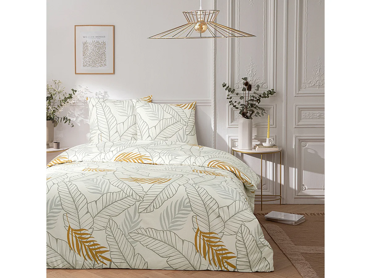 Parure de lit 2 personnes imprimé végétal 240x220cm