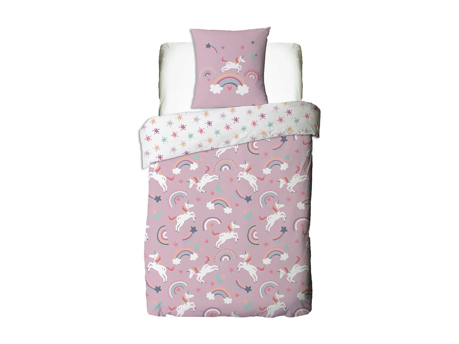 Parure de lit enfant réversible Licorne 140x200cm