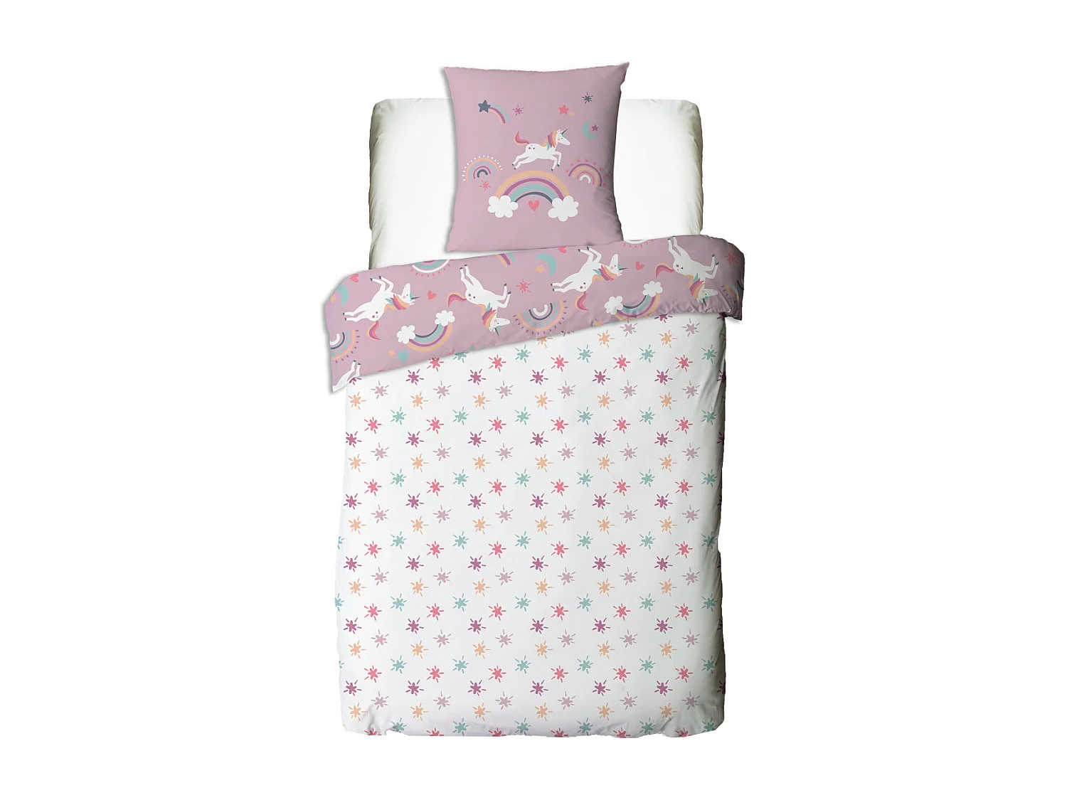 Parure de lit enfant réversible Licorne 140x200cm