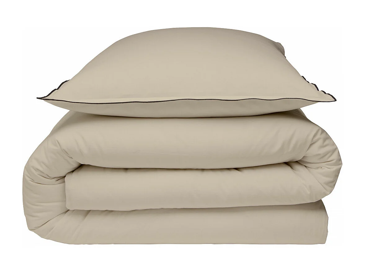 Parure de lit unie en coton finition bourdon 260x240cm
