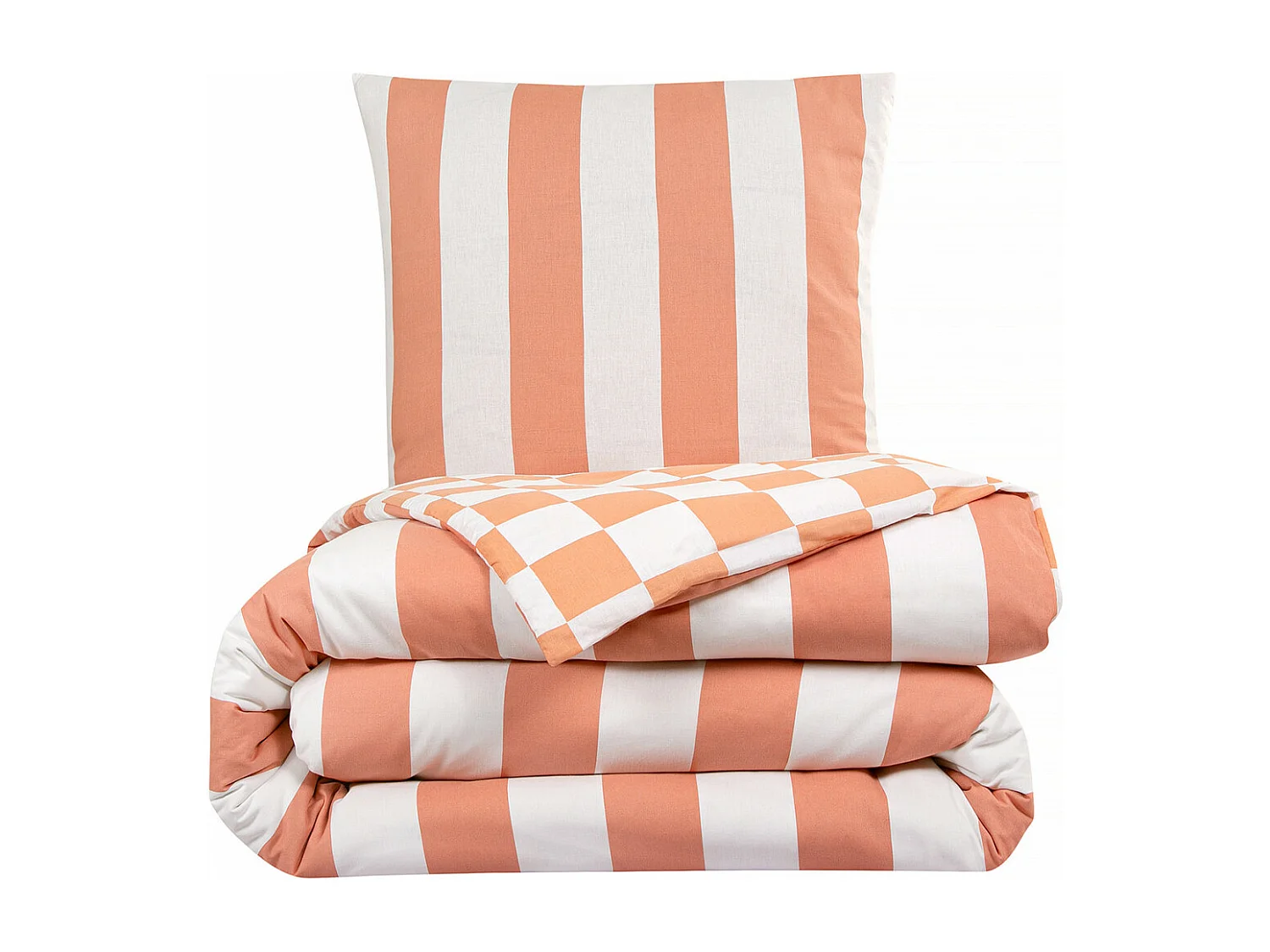 Parure de lit 2 personnes rayé damier réversible 200x200cm