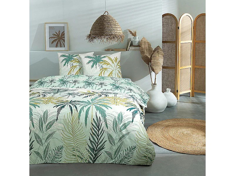 Parure de lit 2 personnes feuillage réversible 260x240cm