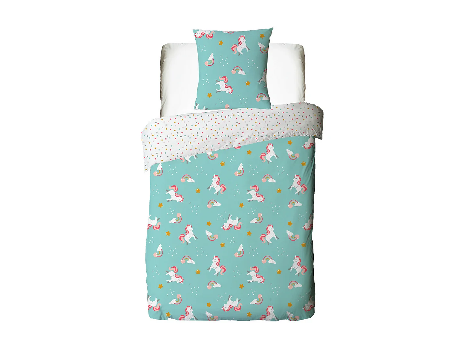 Parure de lit enfant réversible imprimé Licorne 140x200cm