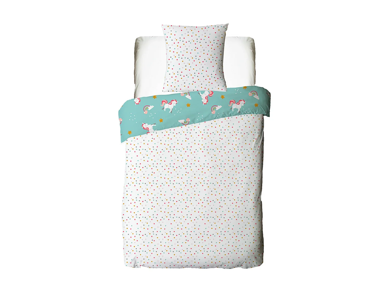 Parure de lit enfant réversible imprimé Licorne 140x200cm