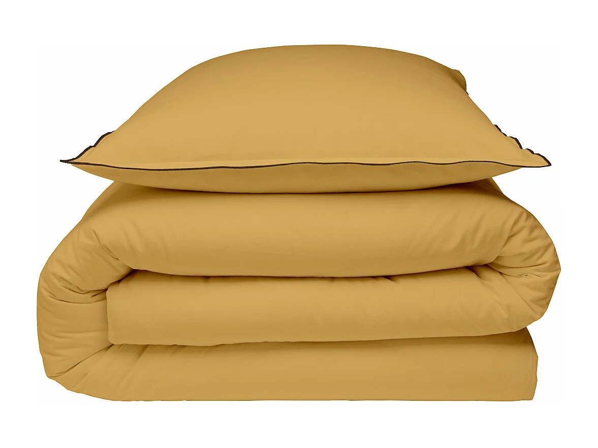 Parure de lit unie en coton finition bourdon 260x240cm
