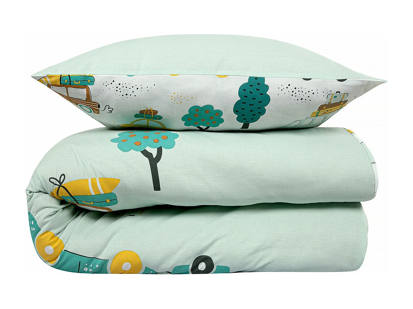 Parure de lit enfant voiture réversible 140x200cm