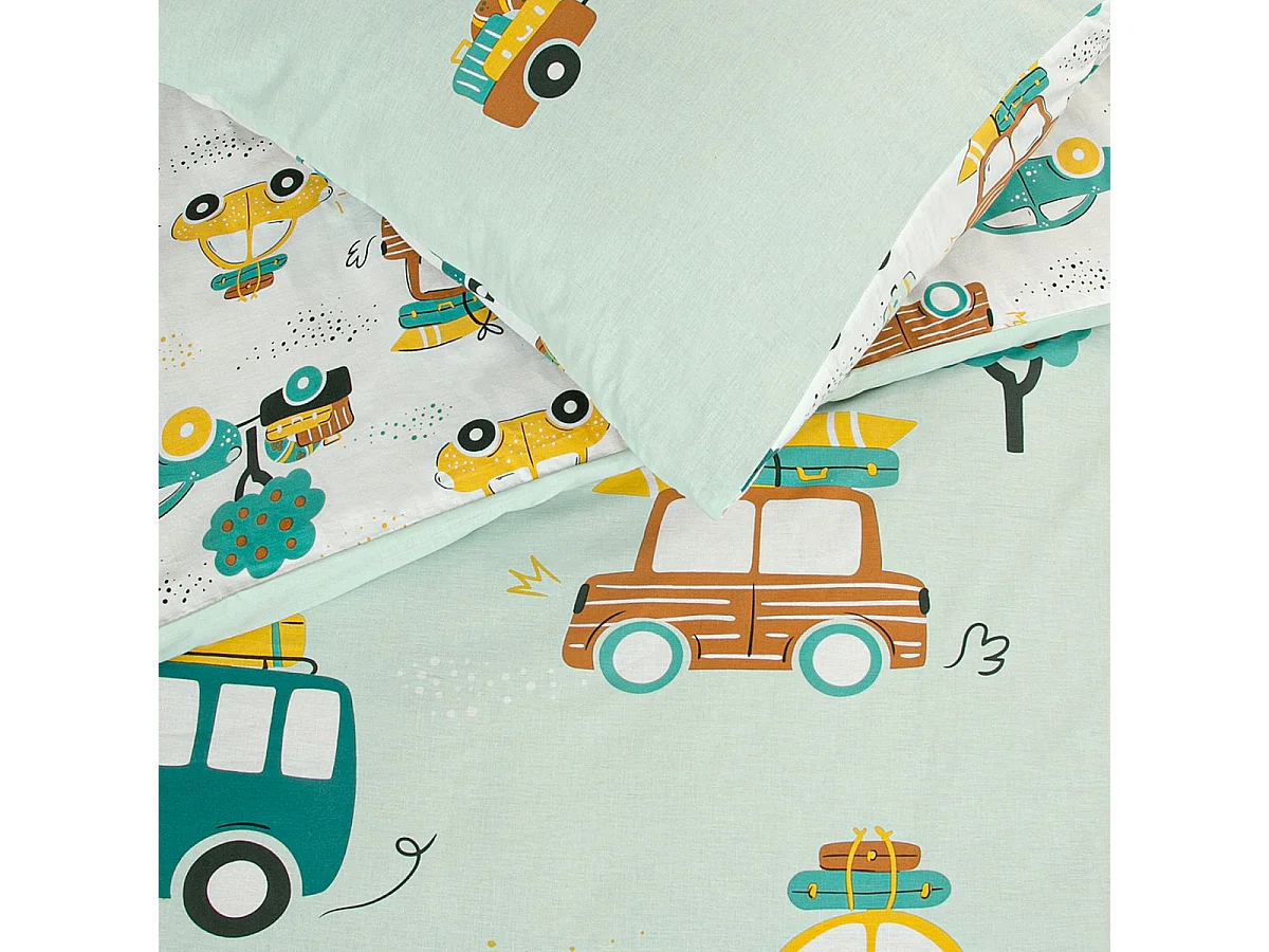 Parure de lit enfant voiture réversible 140x200cm