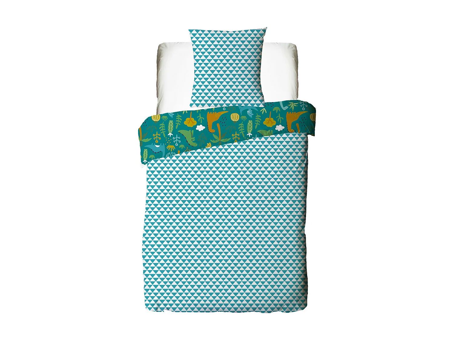 Parure de lit enfant réversible imprimé Dinosaure 140x200cm