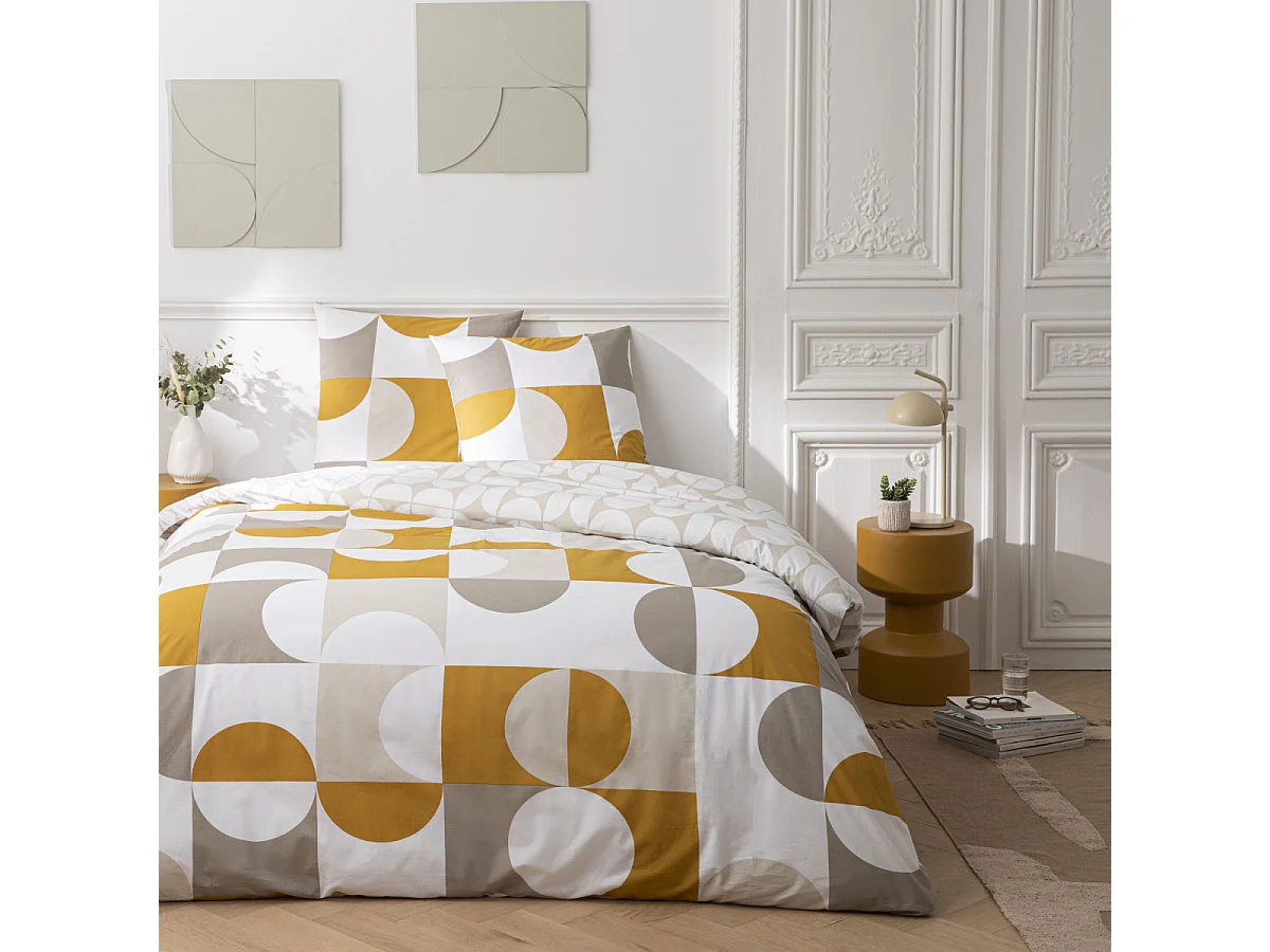 Parure de lit 2 personnes imprimé géométrique réversible 240x220cm