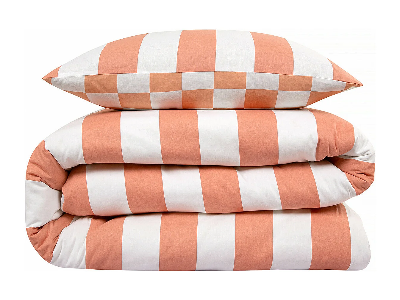 Parure de lit 2 personnes rayé damier réversible 240x220cm