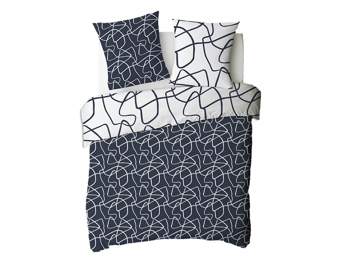 Parure de lit 2 personnes géométrique abstrait réversible 240x220cm