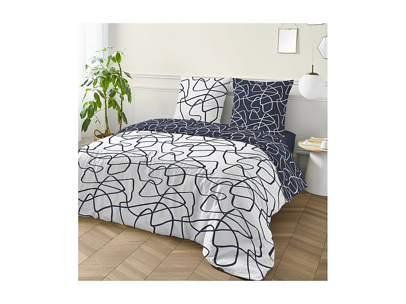 Parure de lit 2 personnes géométrique abstrait réversible 240x220cm