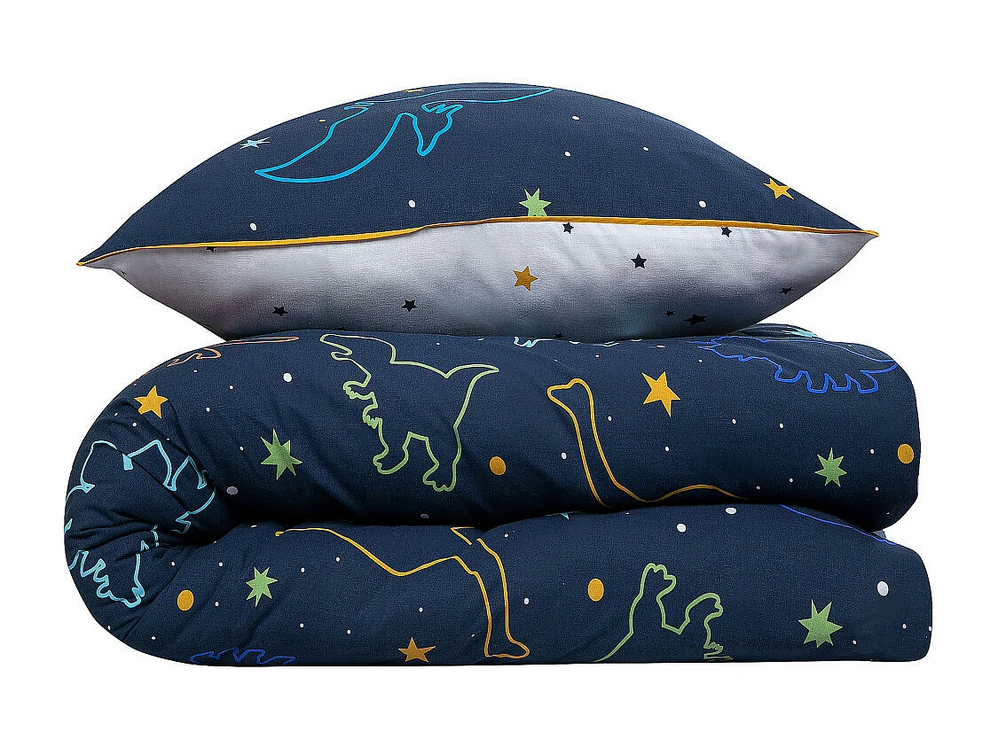Parure de lit enfant dinosaure réversible 140x200cm