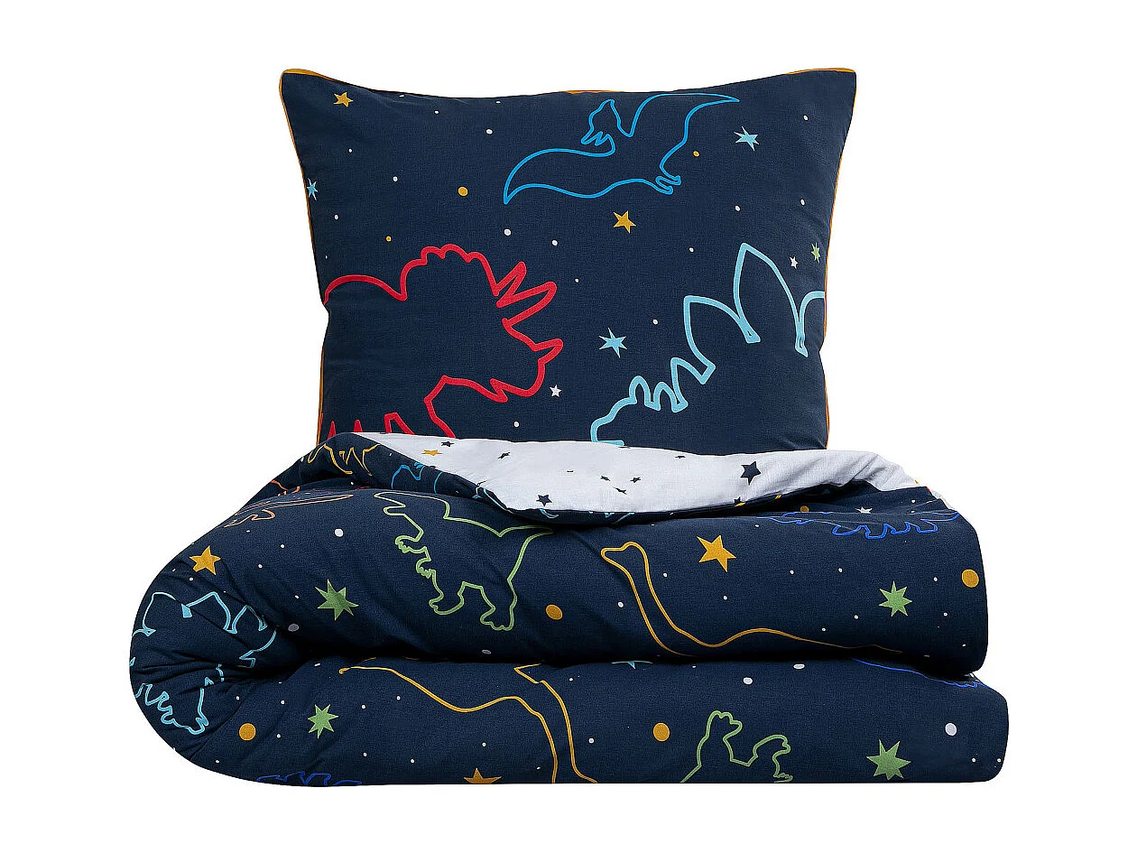 Parure de lit enfant dinosaure réversible 140x200cm