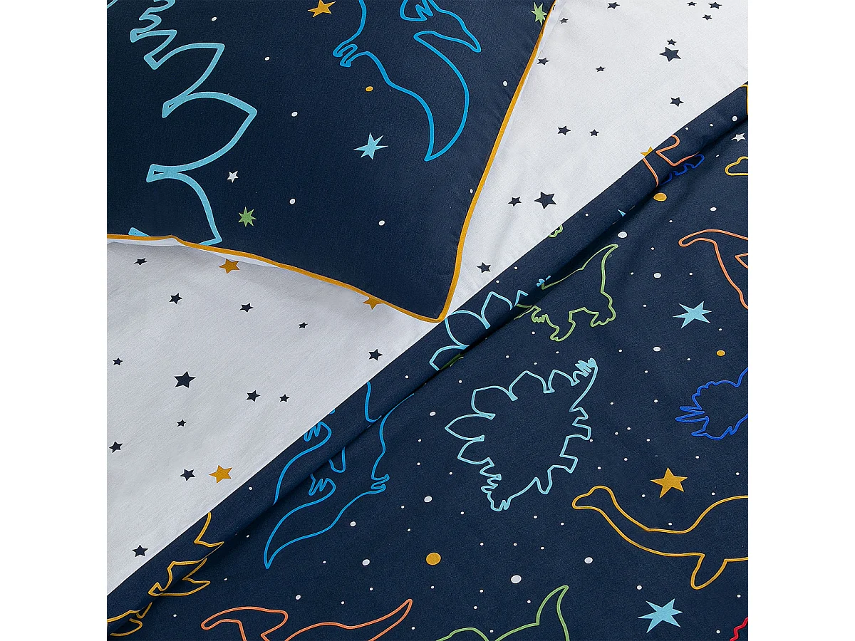 Parure de lit enfant dinosaure réversible 140x200cm