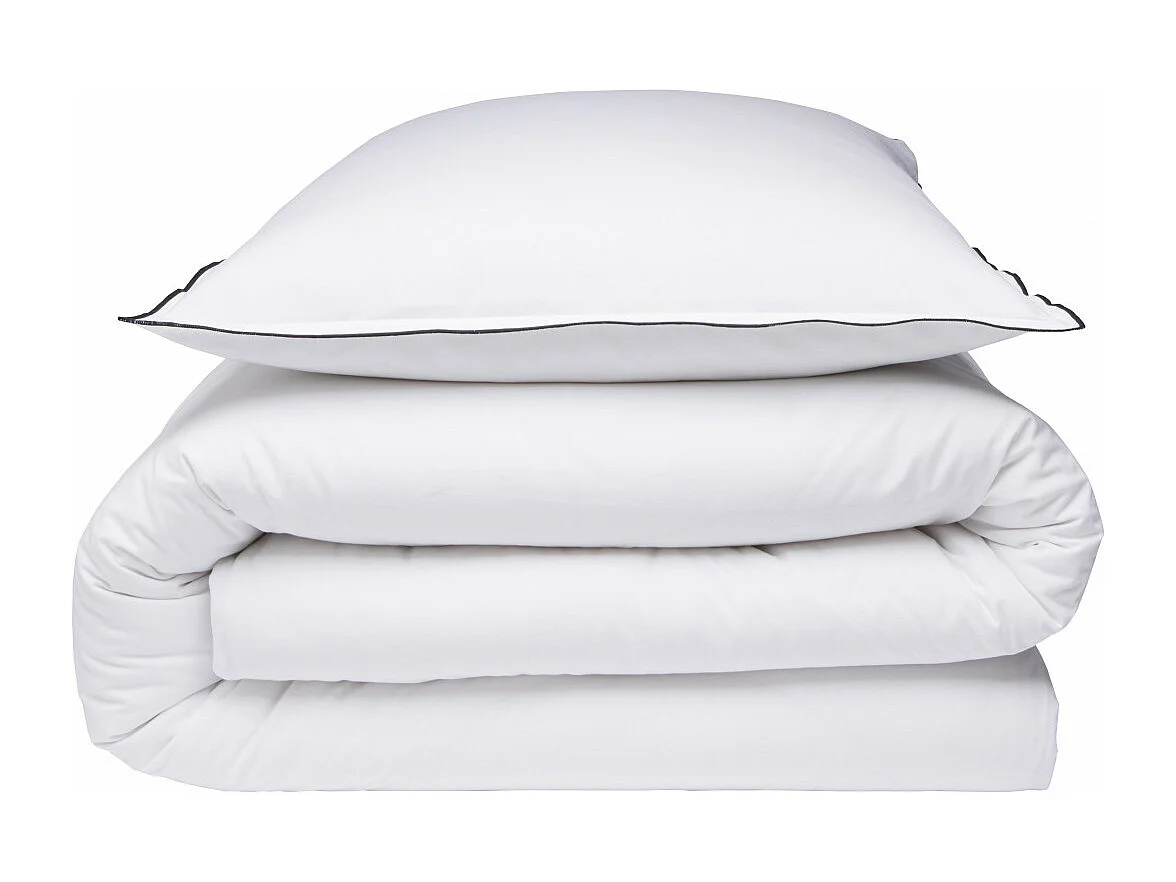 Parure de lit unie en coton finition bourdon 240x220cm
