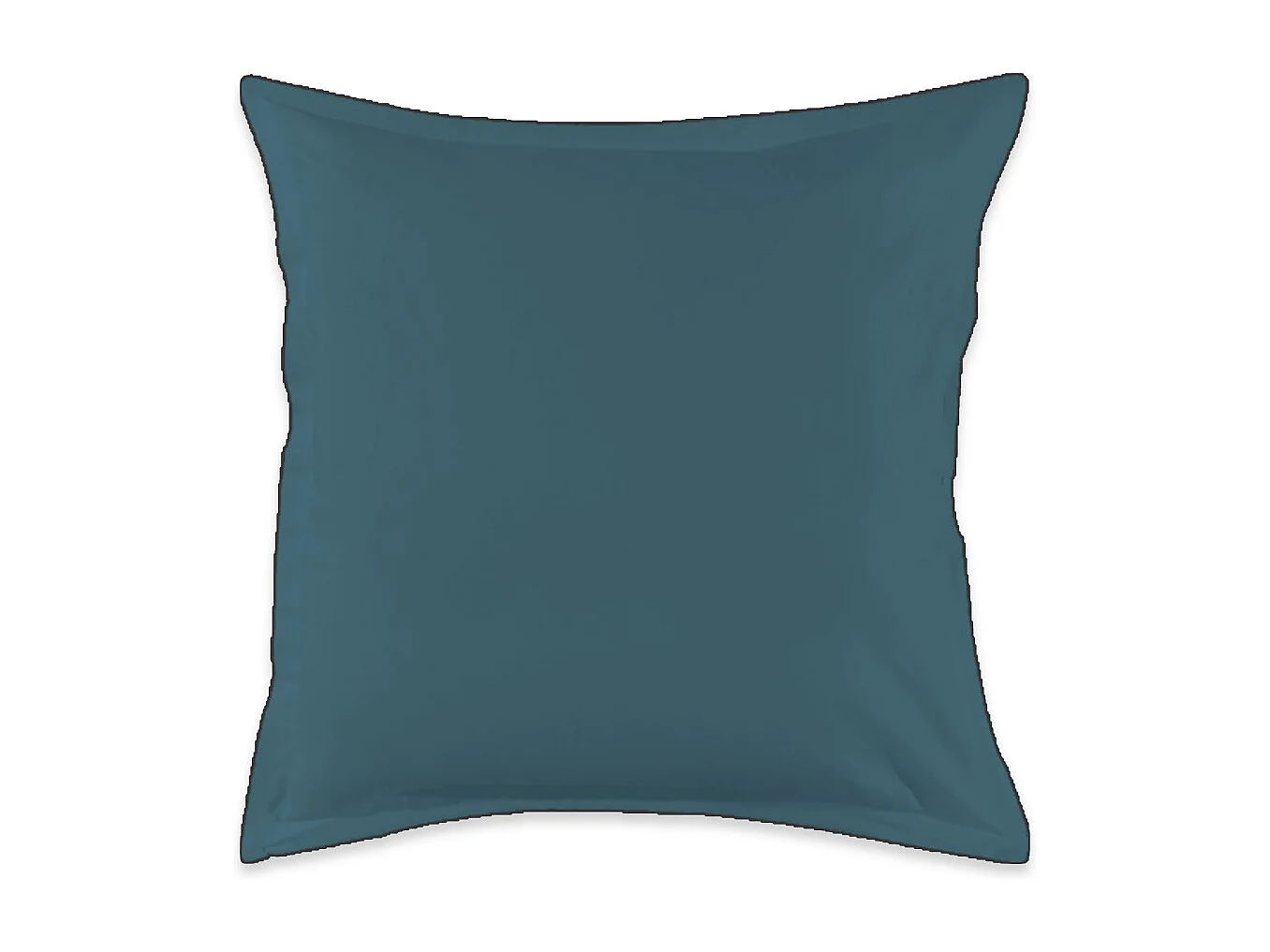 Lot de 2 taies d'oreiller unies en coton finition bourdon bleu 65x65cm