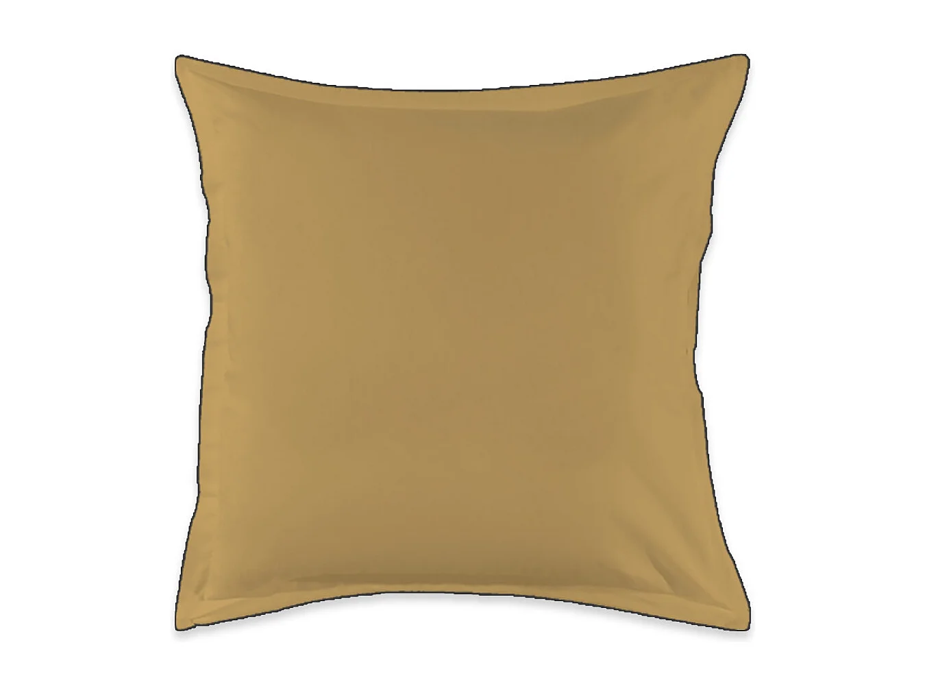 Lot de 2 taies d'oreiller unies en coton finition bourdon miel 65x65cm