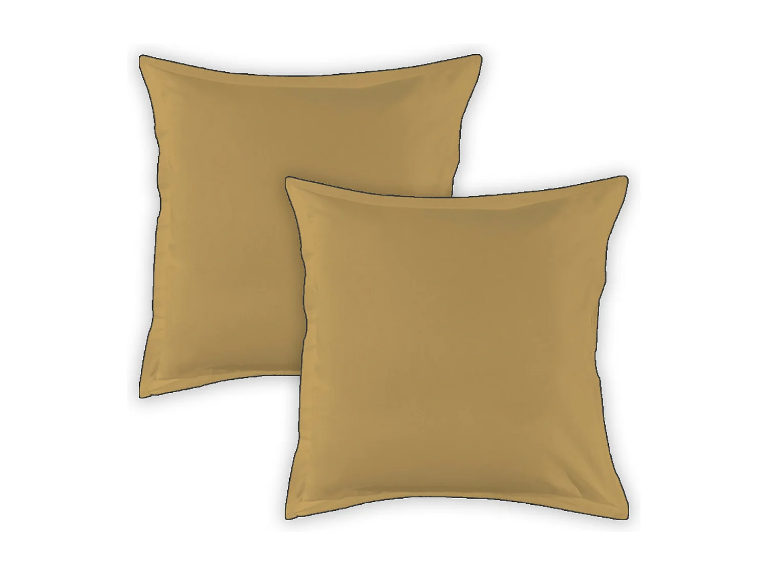 Lot de 2 taies d'oreiller unies en coton finition bourdon miel 65x65cm