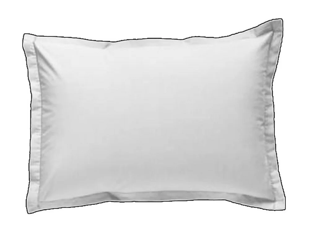 Lot de 2 taies d'oreiller unies en coton finition bourdon blanc 50x70cm