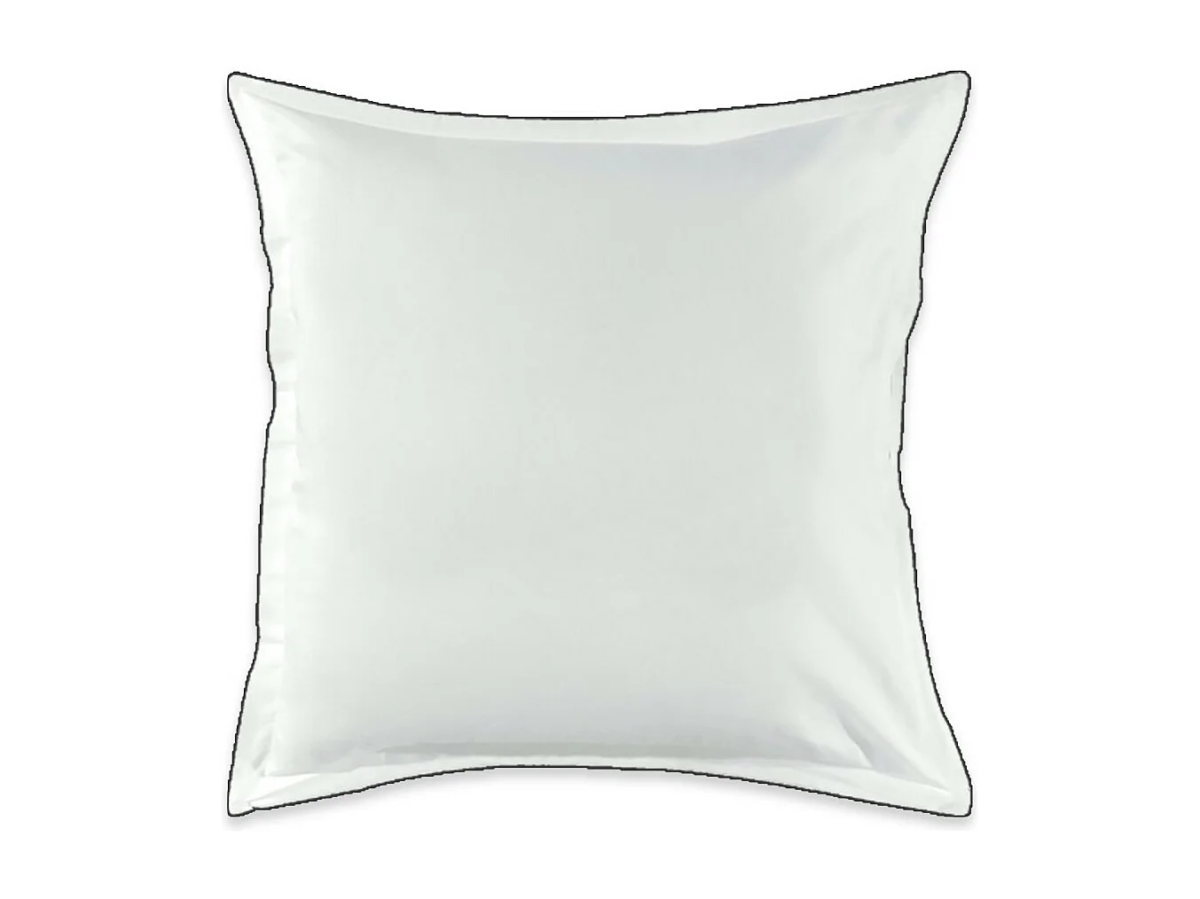 Lot de 2 taies d'oreiller unies en coton finition bourdon blanc 65x65cm