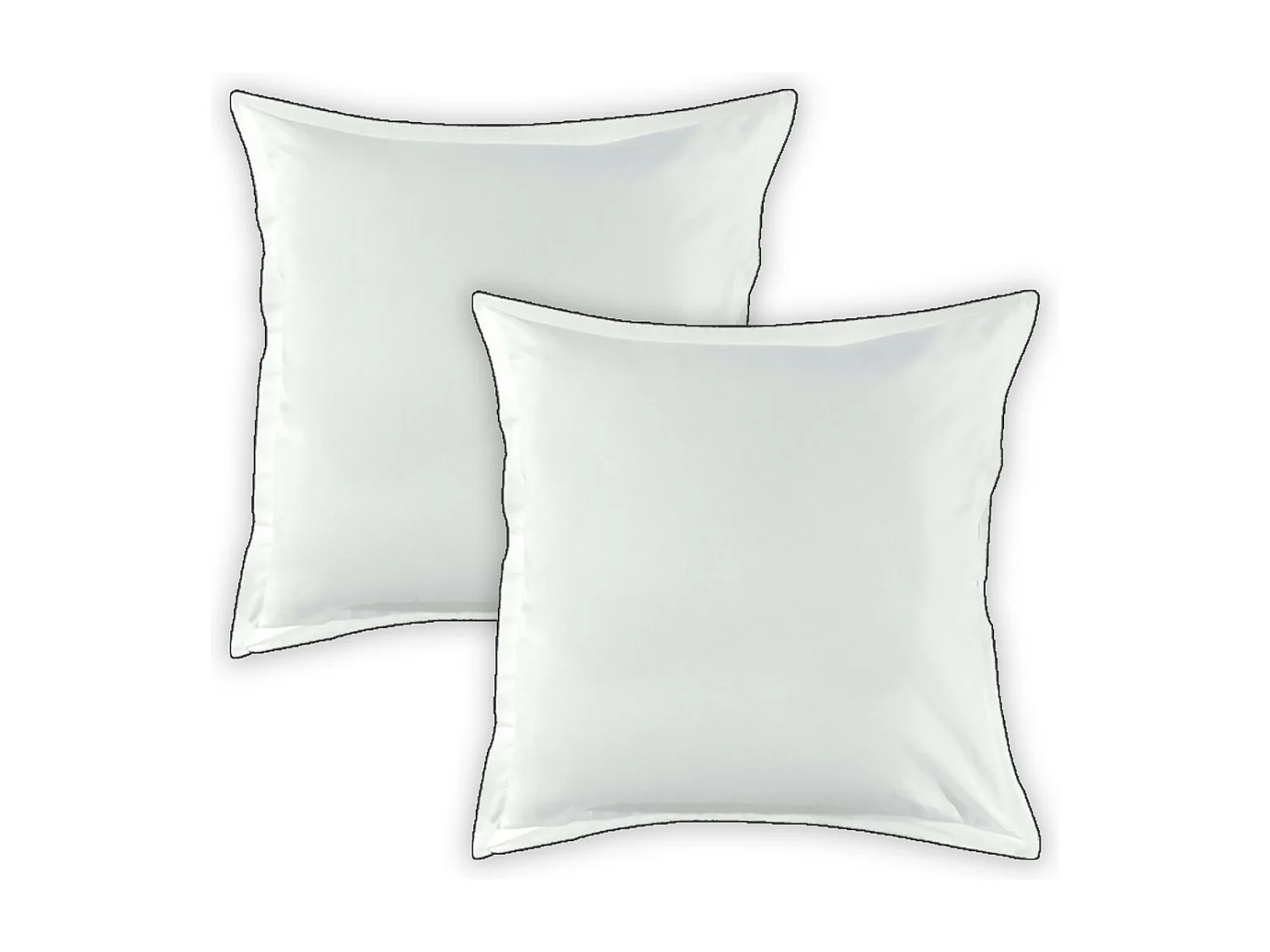 Lot de 2 taies d'oreiller unies en coton finition bourdon blanc 65x65cm