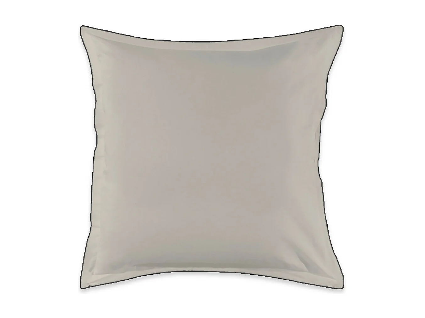 Lot de 2 taies d'oreiller unies en coton finition bourdon beige 65x65cm
