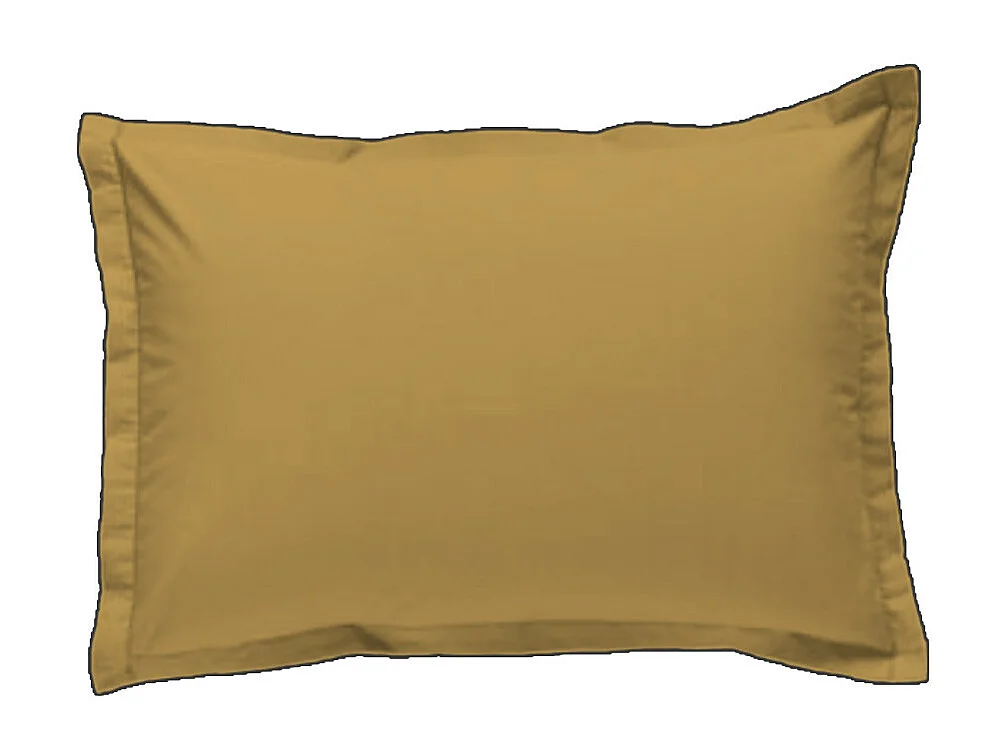 Lot de 2 taies d'oreiller unies en coton finition bourdon miel 50x70cm