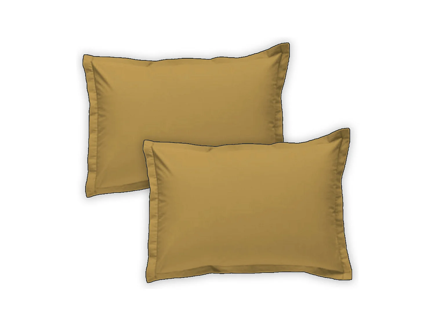 Lot de 2 taies d'oreiller unies en coton finition bourdon miel 50x70cm