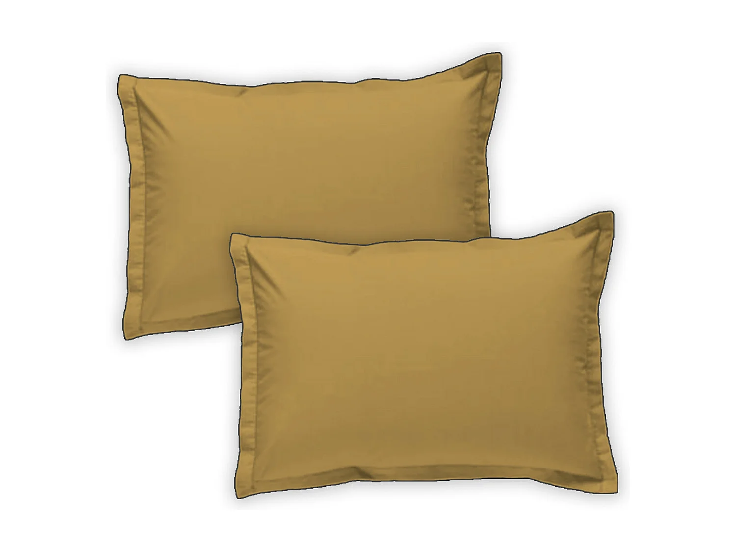 Lot de 2 taies d'oreiller unies en coton finition bourdon miel 50x70cm