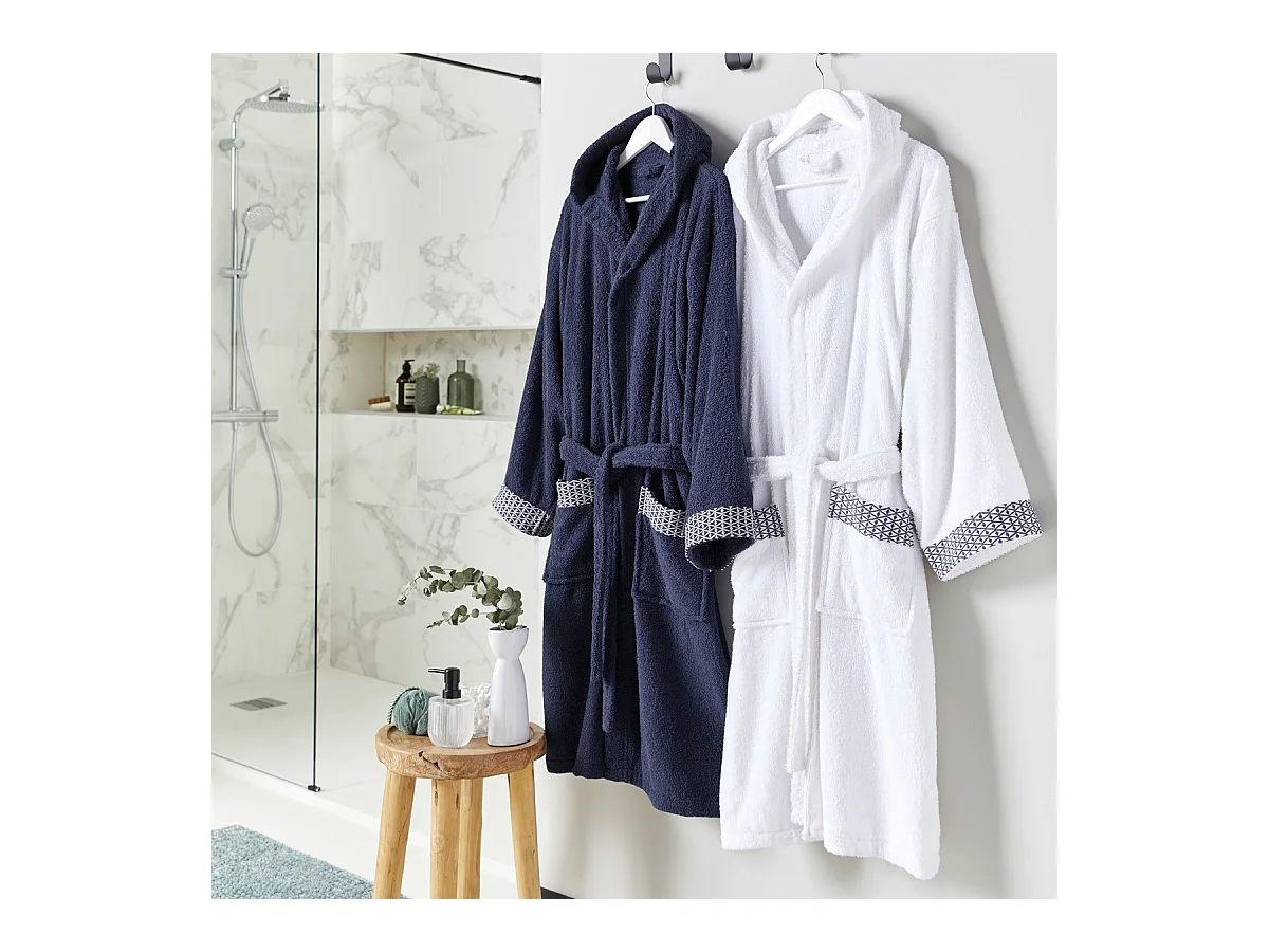 Peignoir adulte en coton éponge et broderie taille M - NAPOLI