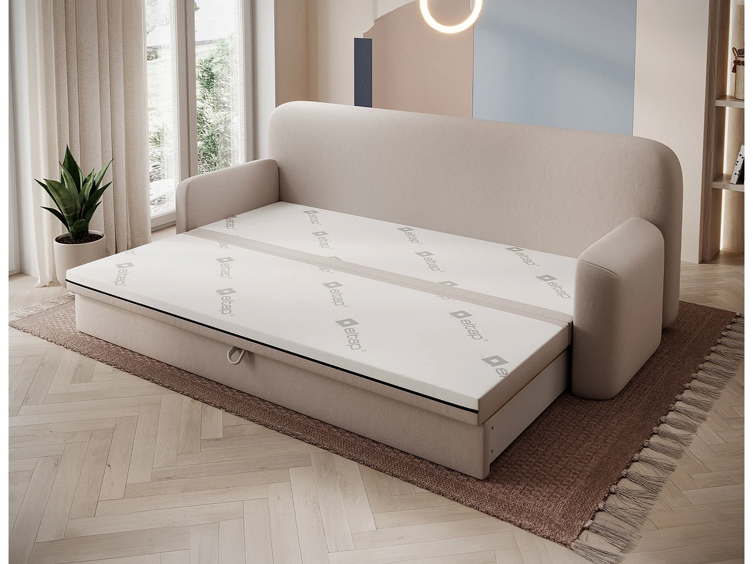 Canapé convertible BELOZE – Design moderne & fonctionnalité premium-Taupe