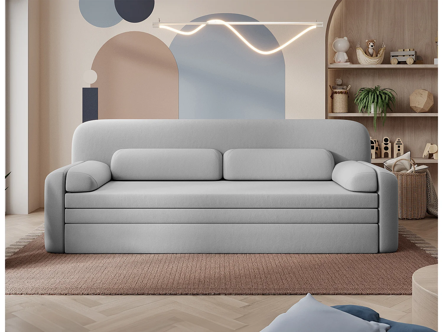 Canapé convertible BELOZE – Design moderne & fonctionnalité premium-Gris clair