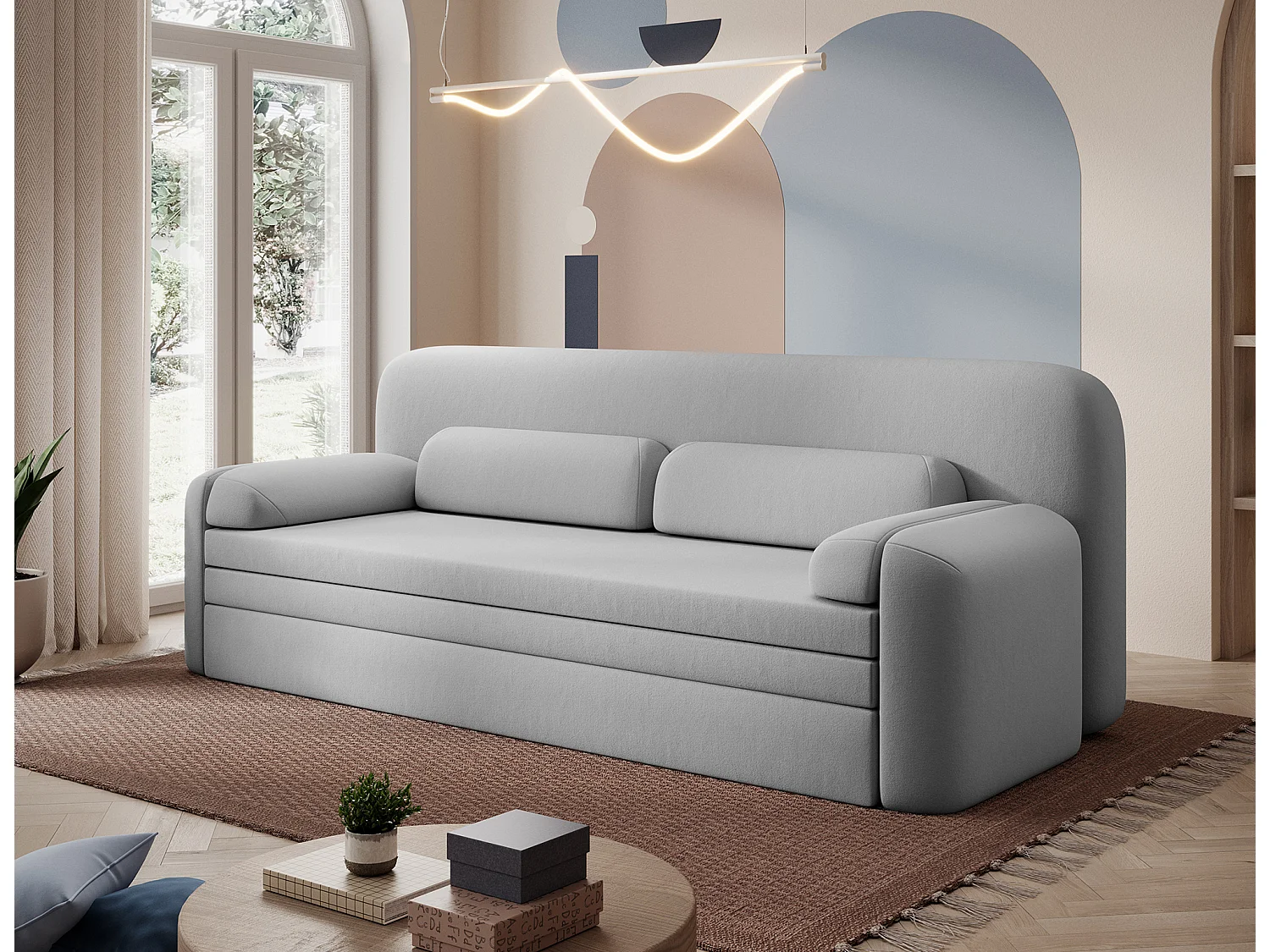 Canapé convertible BELOZE – Design moderne & fonctionnalité premium-Gris clair