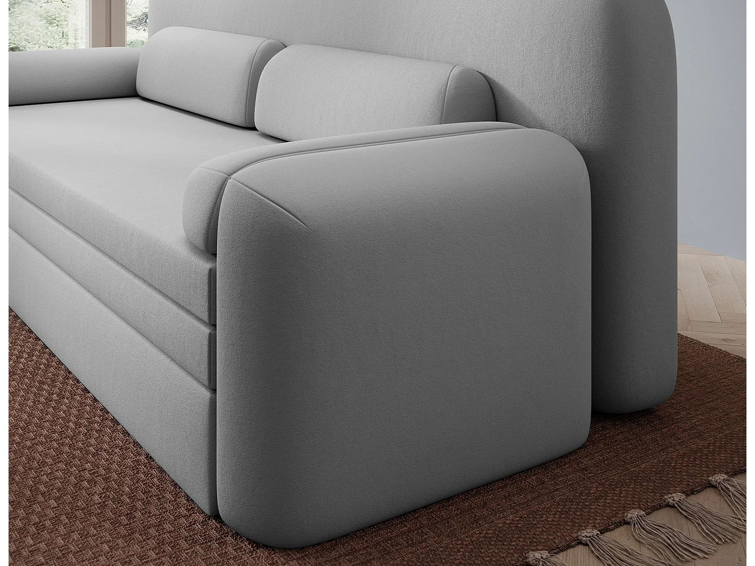 Canapé convertible BELOZE – Design moderne & fonctionnalité premium-Gris clair
