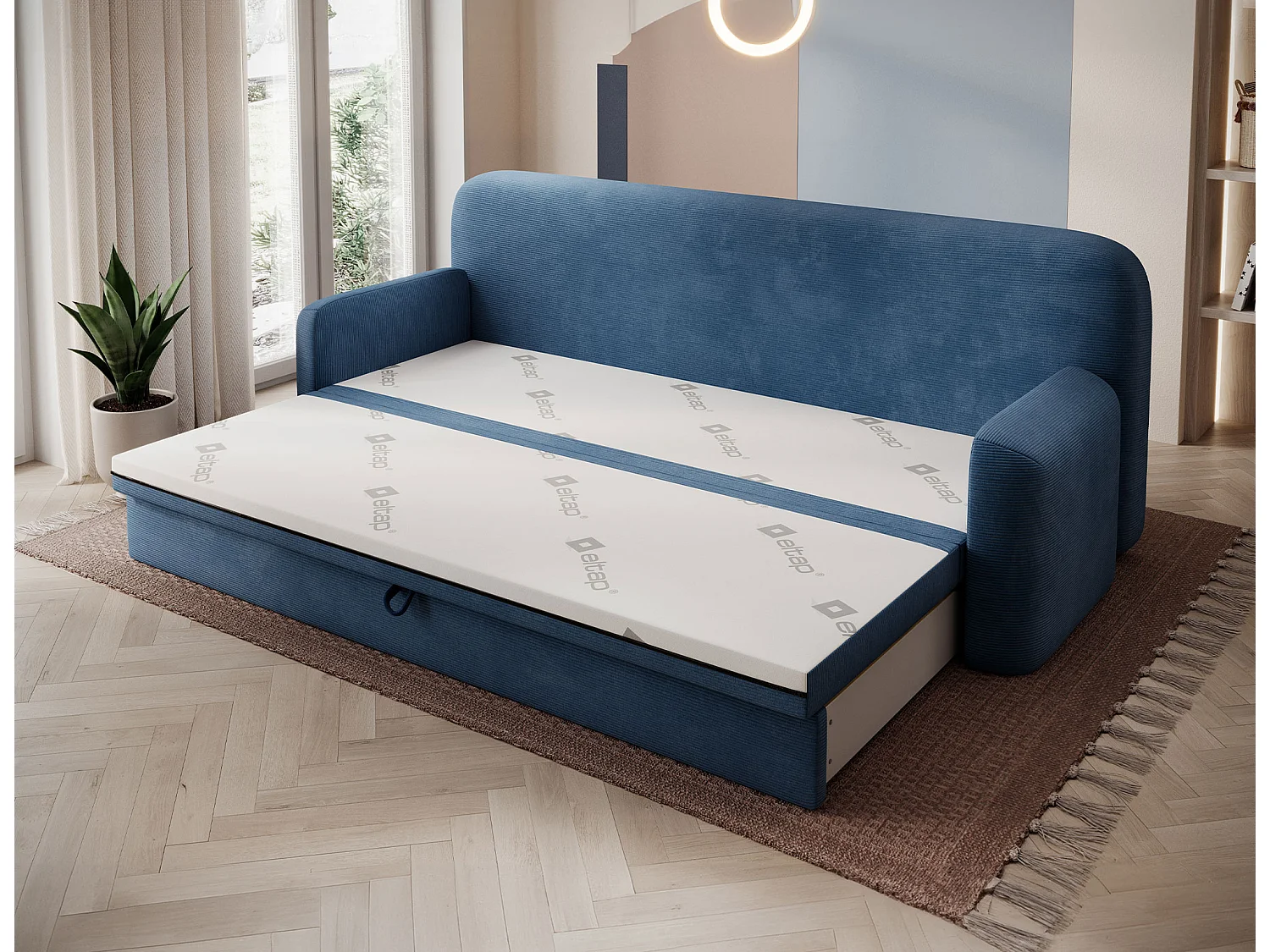 Canapé convertible BELOZE – Design moderne & fonctionnalité premium-Bleu